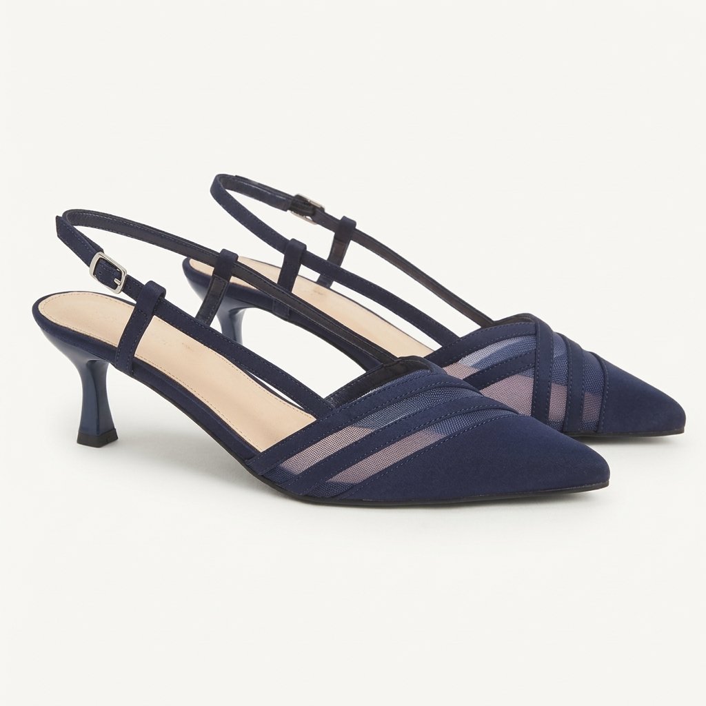 Blue Mesh Slingback Heels