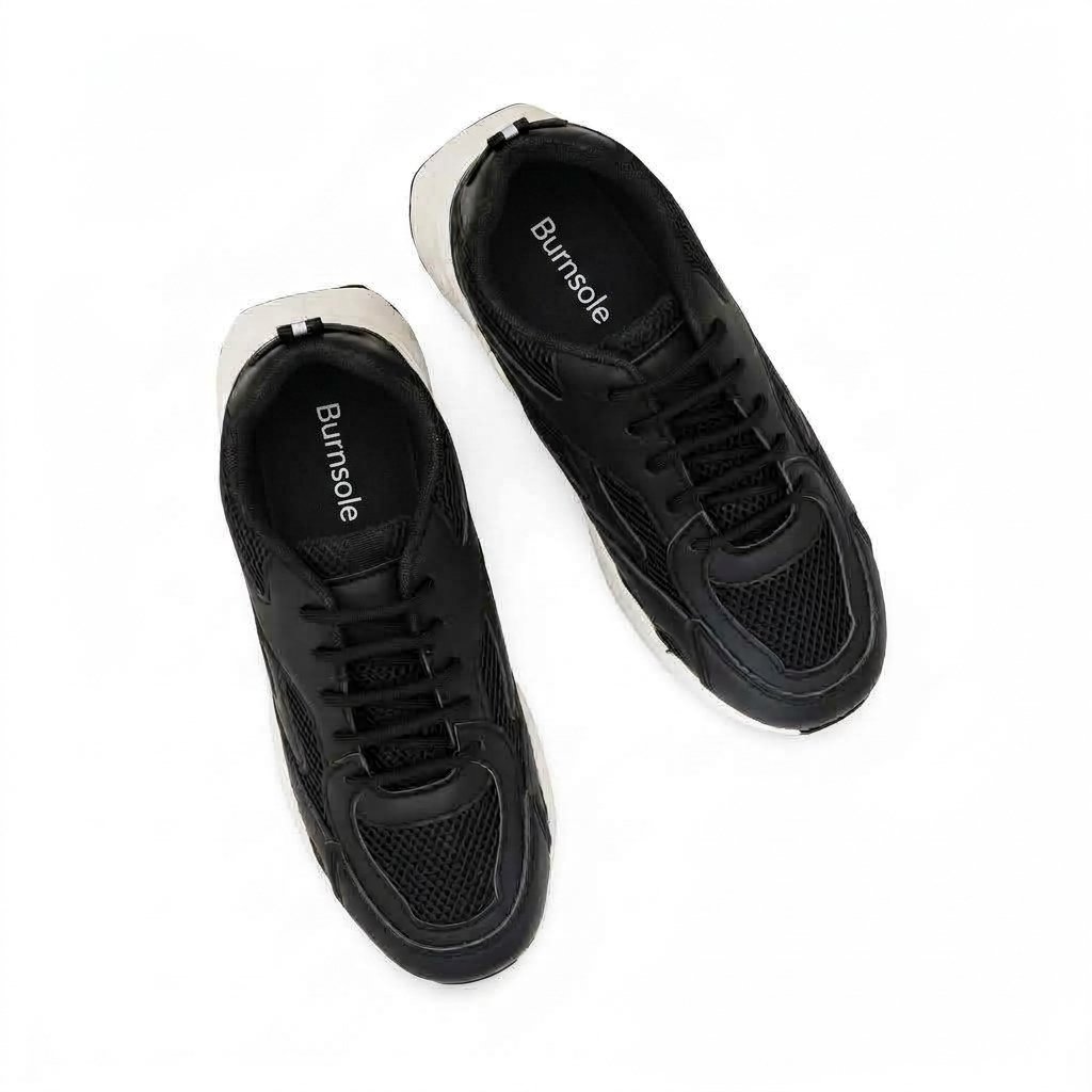Classic All-Black Mesh Casual Sneakers
