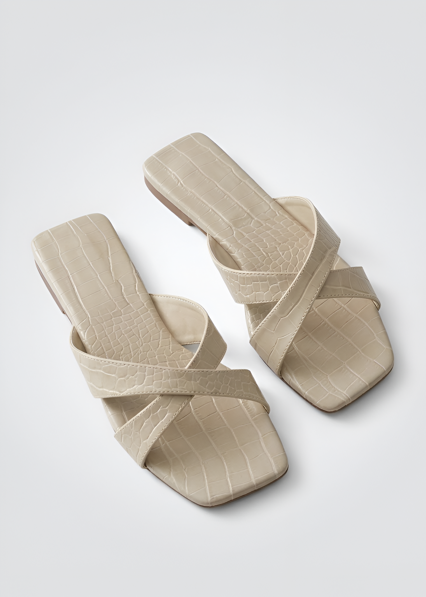 Croc-Pattern Cross Strap Slides