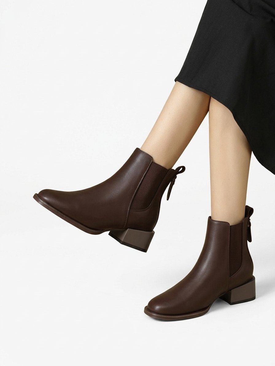 Dark Brown Lace-Up Lug Sole Boots