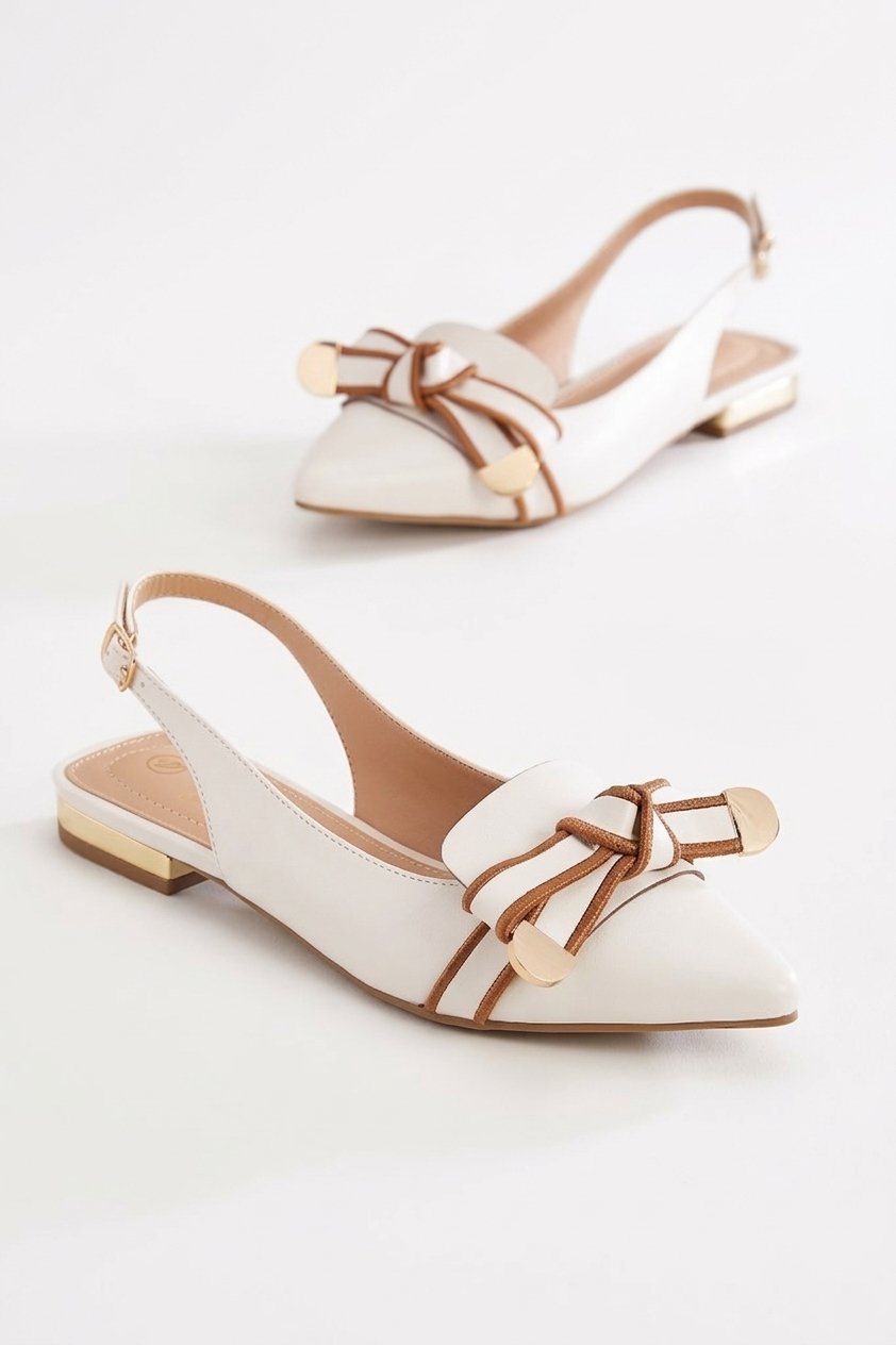 Gilded Trim Knot-Bow Ballet Flat