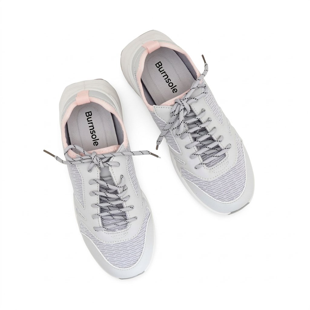 Grey & Light Pink Mesh Active Sneakers
