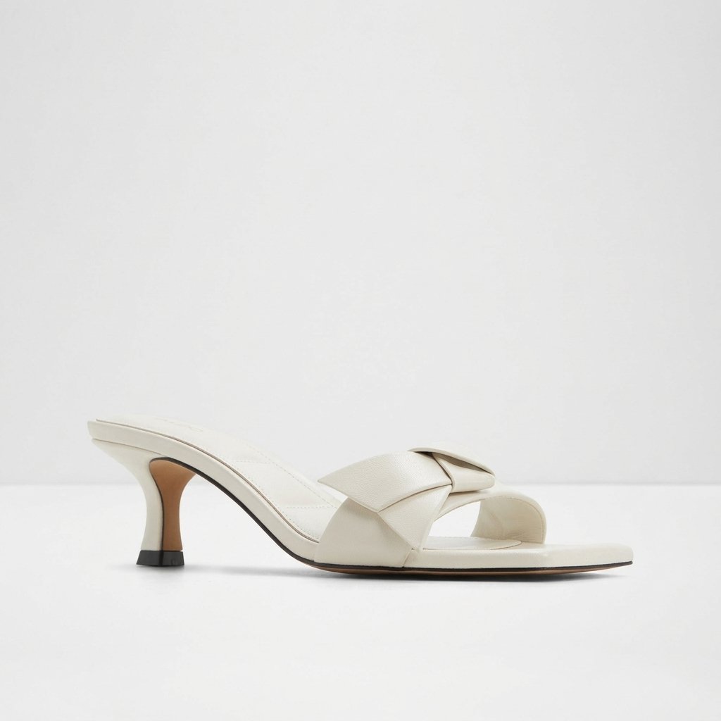 Knotted White Mule Heels