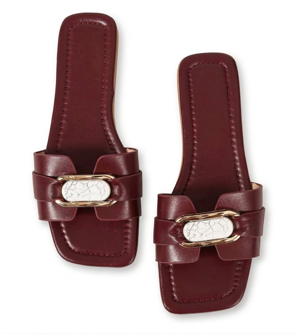 Maroon Flat Sandals