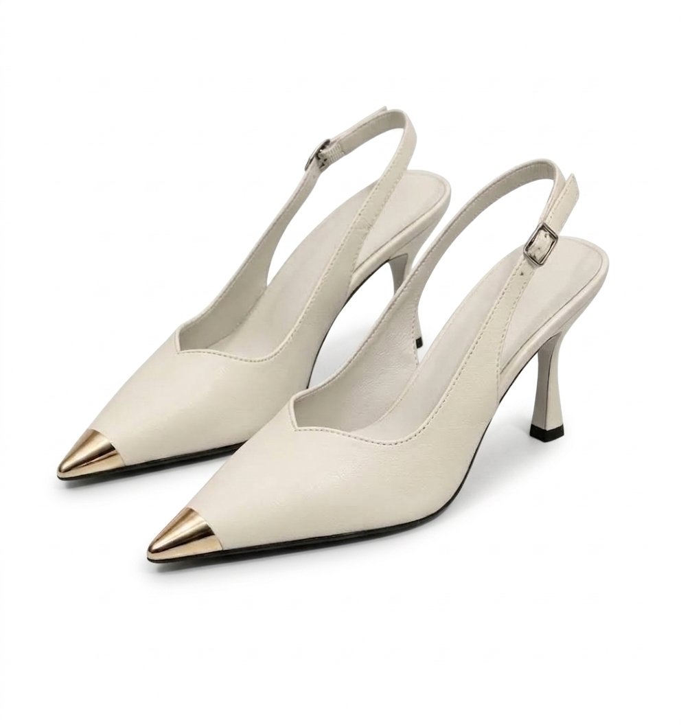 Metal Toe Slingback Heels