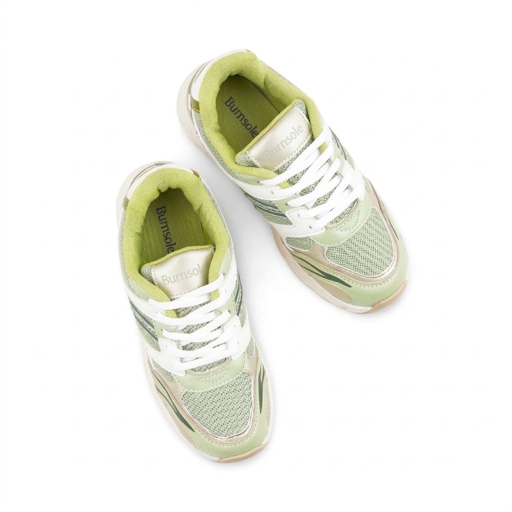 Olive Green & White Mesh Active Sneakers