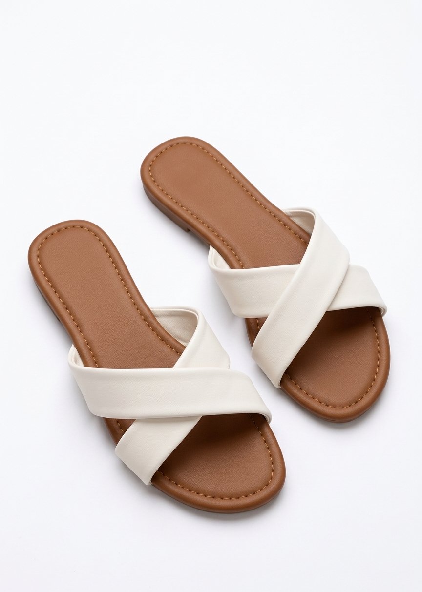White Cross-Strap Sandals
